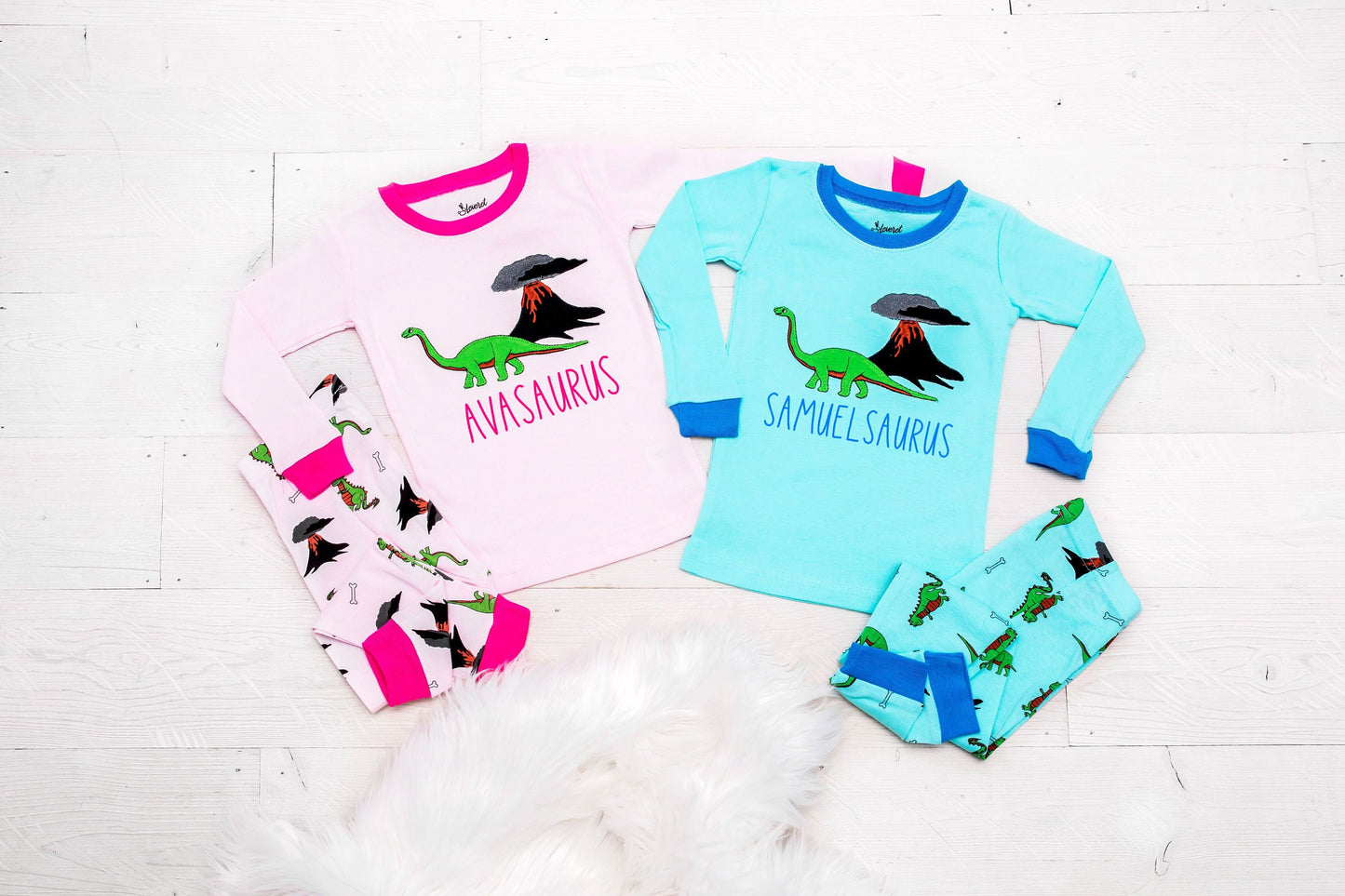 Personalized Dinosaur Kids Pajamas • personalized boys pajamas set • gift for grandson • girls dinosaur pajamas • dinosaur birthday pajamas