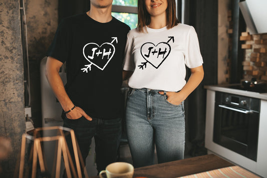 Personalized Carved Tree Heart Monogram Matching Shirts • Anniversary Shirts • Engagement Shirts • Honeymoon Shirts • Vacation Shirts