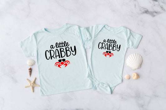 A Little Crabby t-shirt • Baby and Toddler Sizes • Beach Day Shirt • Toddler Boy Shirt • Baby Boy Shirt • Baby Beach Outfit