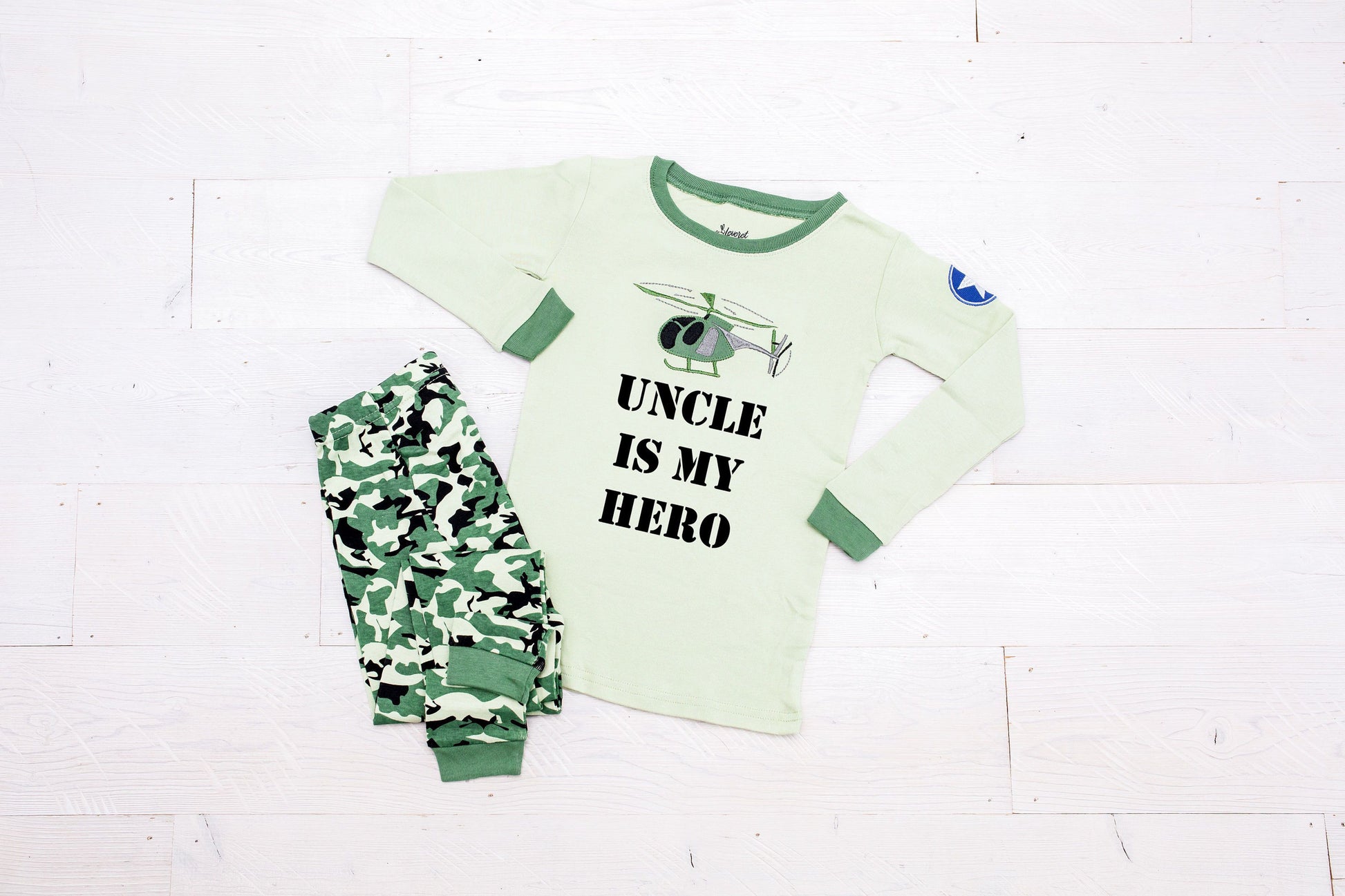 Uncle is My Hero Helicopter Camouflage Pajamas, Helicopter Pajamas, Kids Helicopter Pajamas, Camo Pajamas, Military Pajamas, Helicopter PJs