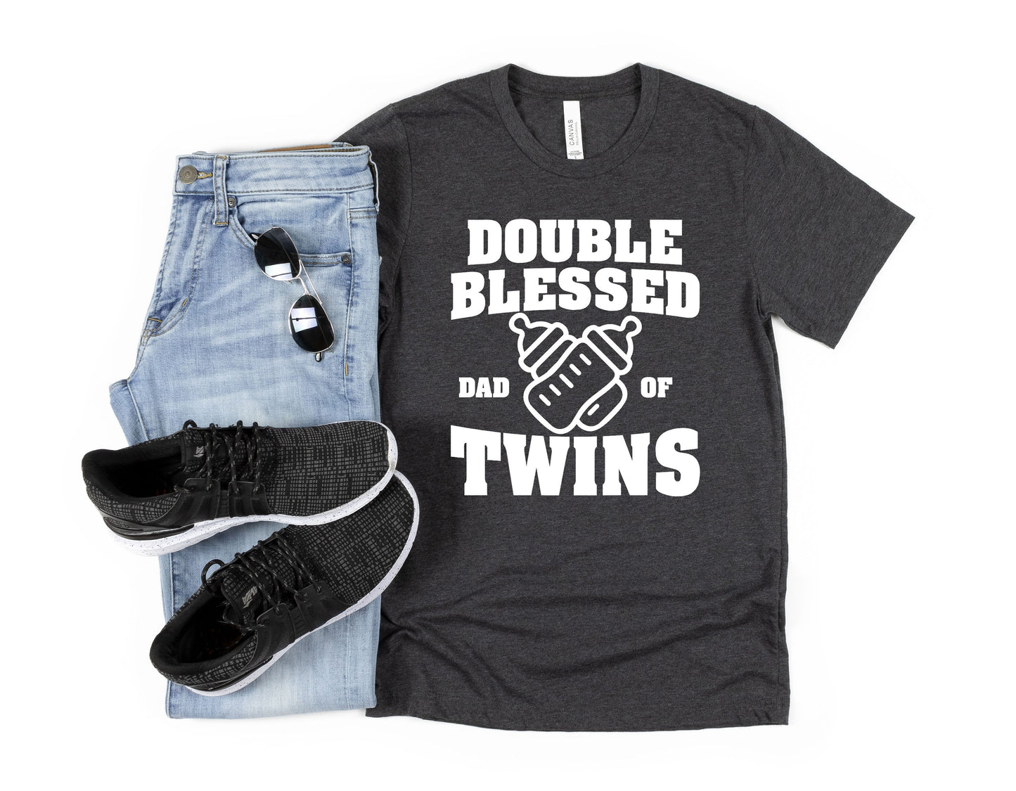 Double Blessed Dad of Twins T-Shirt - Father's Day Shirt - Twin Dad Shirts - Twin Dad To Be - Twin Pregnancy