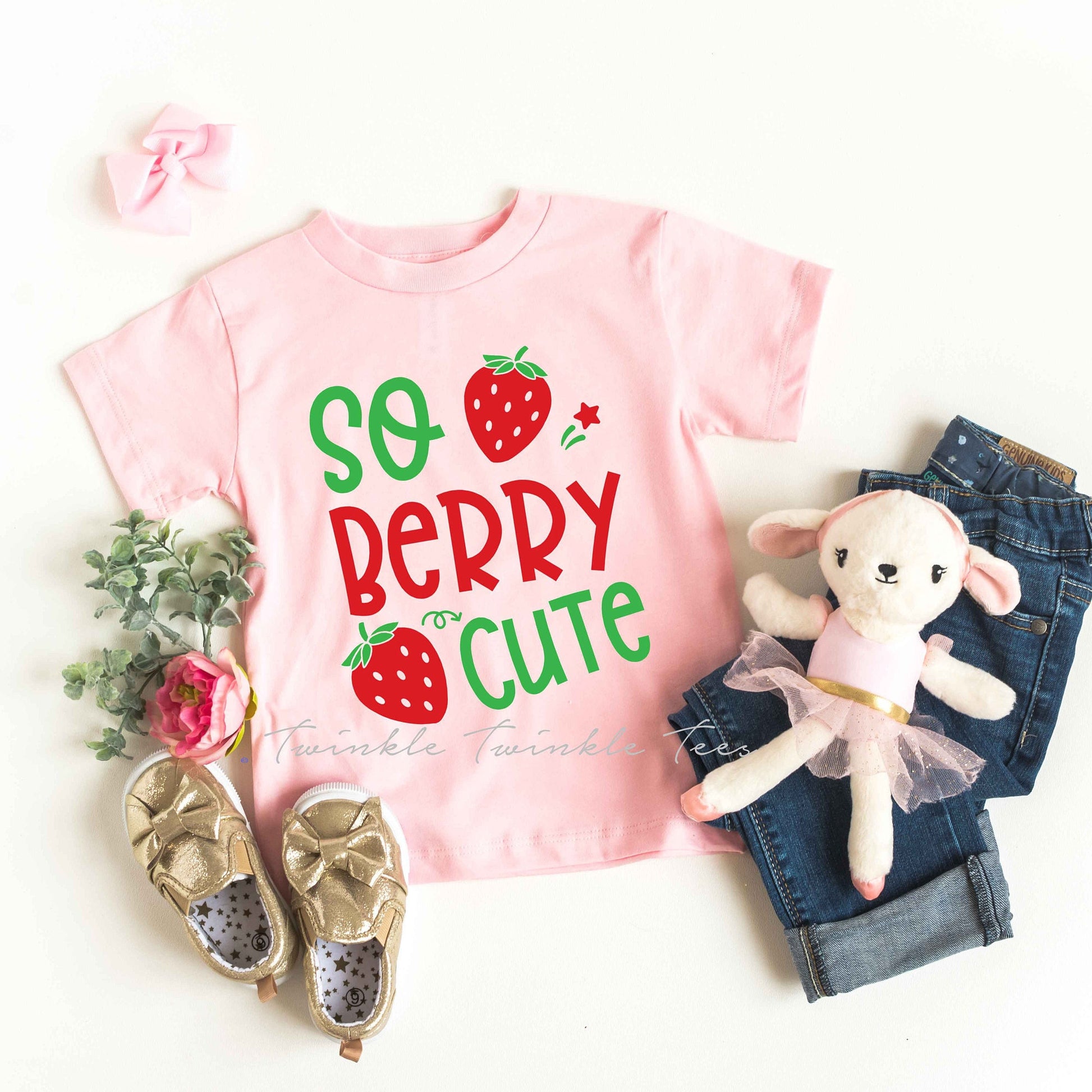 So Berry Cute Kids Bodysuit or T-Shirt - Strawberry Shirt, Cute Girls T-Shirt, Summer Shirt for Girls