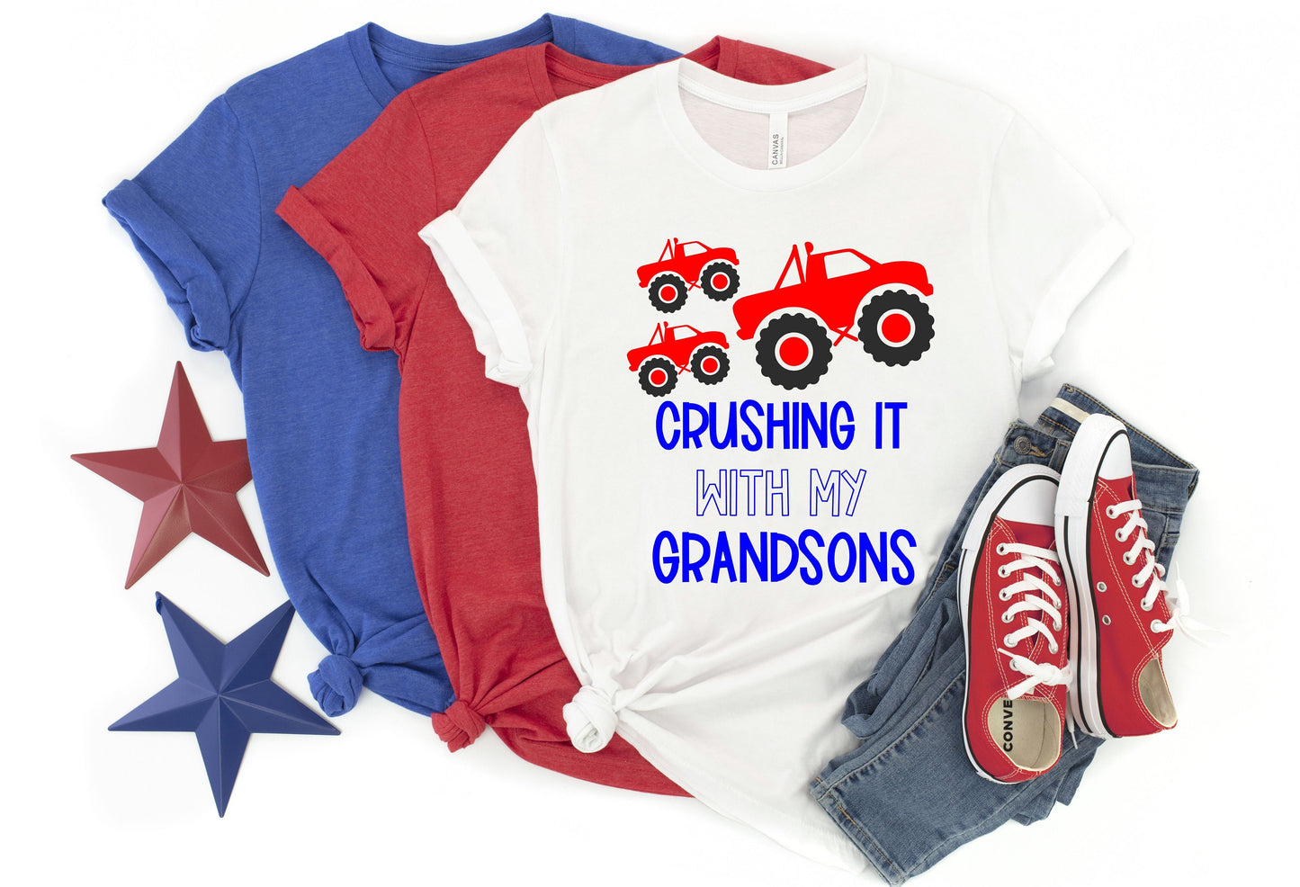Crushing it With My Grandsons or Other Custom Shirt - Truck Family Shirts - Birthday Shirt - Truck Birthday Party - Pickup Truck Shirt