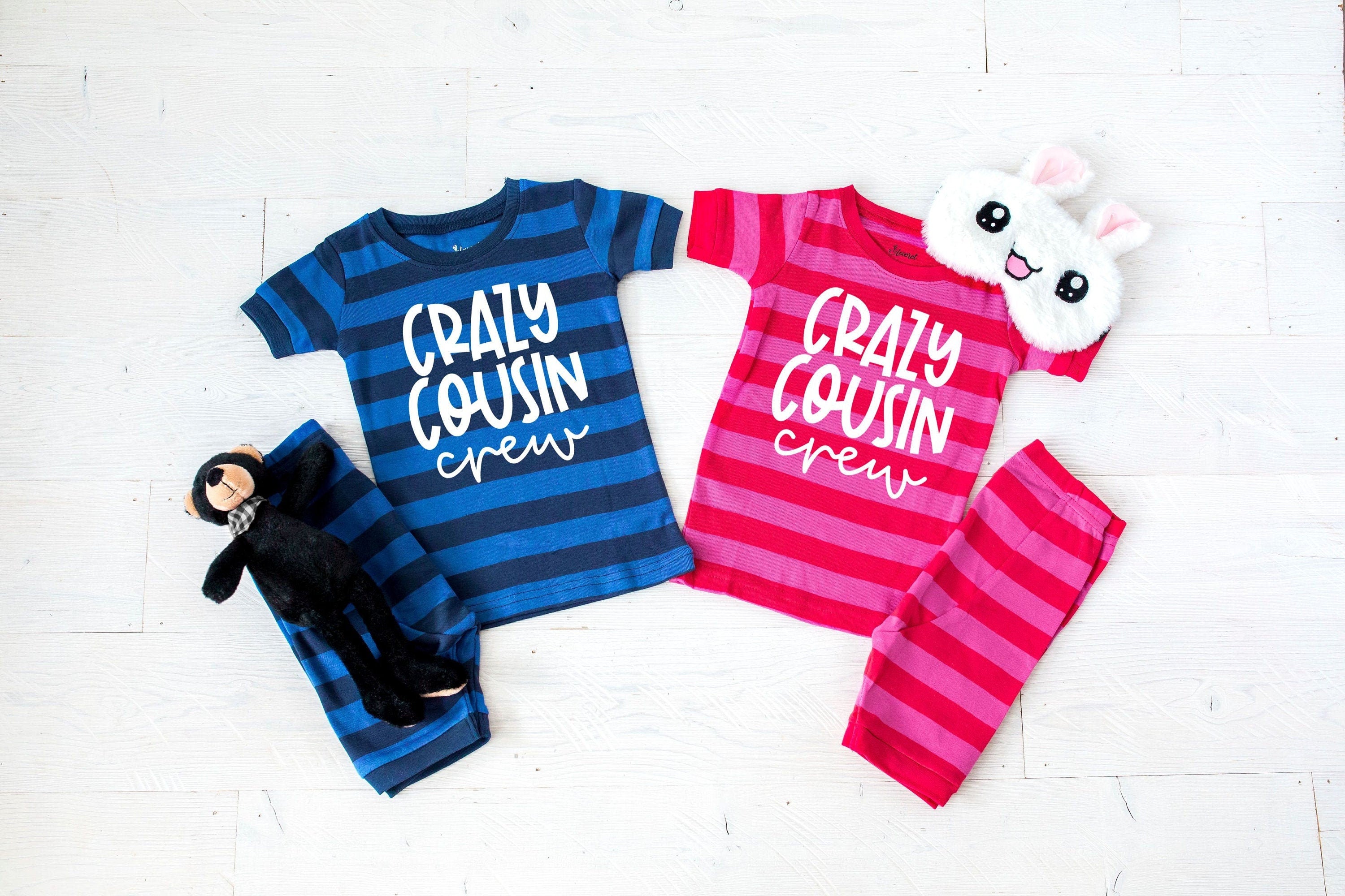 Crazy Cousin Crew Striped Shorts Toddler and Youth Pajamas Kids Pajamas Cousin Pajamas Matching Cousin Summer Pajamas