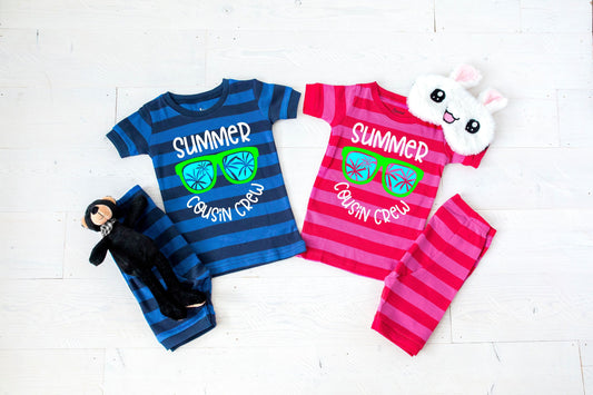 Summer Cousin Crew Striped Shorts Toddler and Youth Pajamas - Kids Pajamas - Cousin Pajamas - Matching Cousin Summer Pajamas