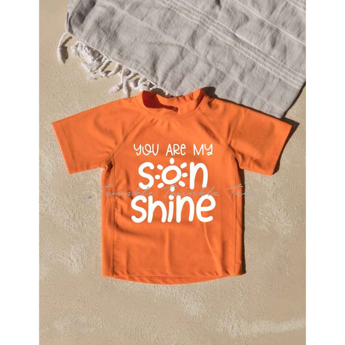 You are My SonShine Toddler Rashguard Swimwear UV Protection +50 - Boys Summer Swimsuit - Toddler Boy Rash Guard - Gift for Grandson