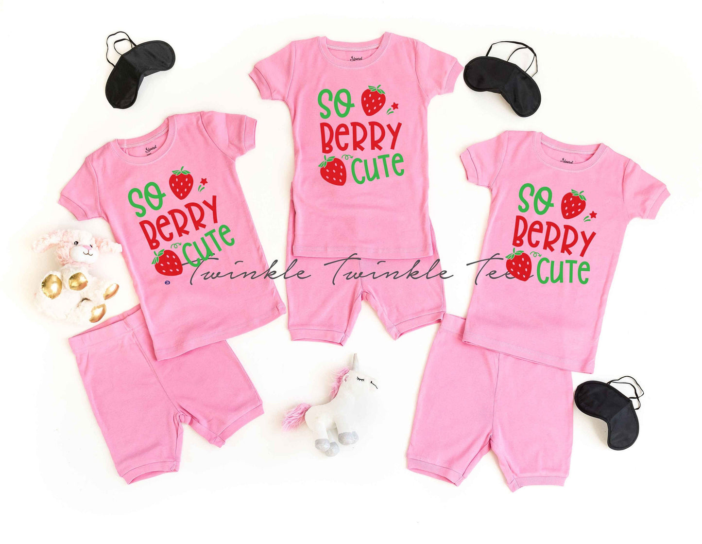 So Berry Cute Shorts Pajamas - sleepover pjs, girls shorts set, best friends pajamas, sisters pajamas, matching girls pajamas