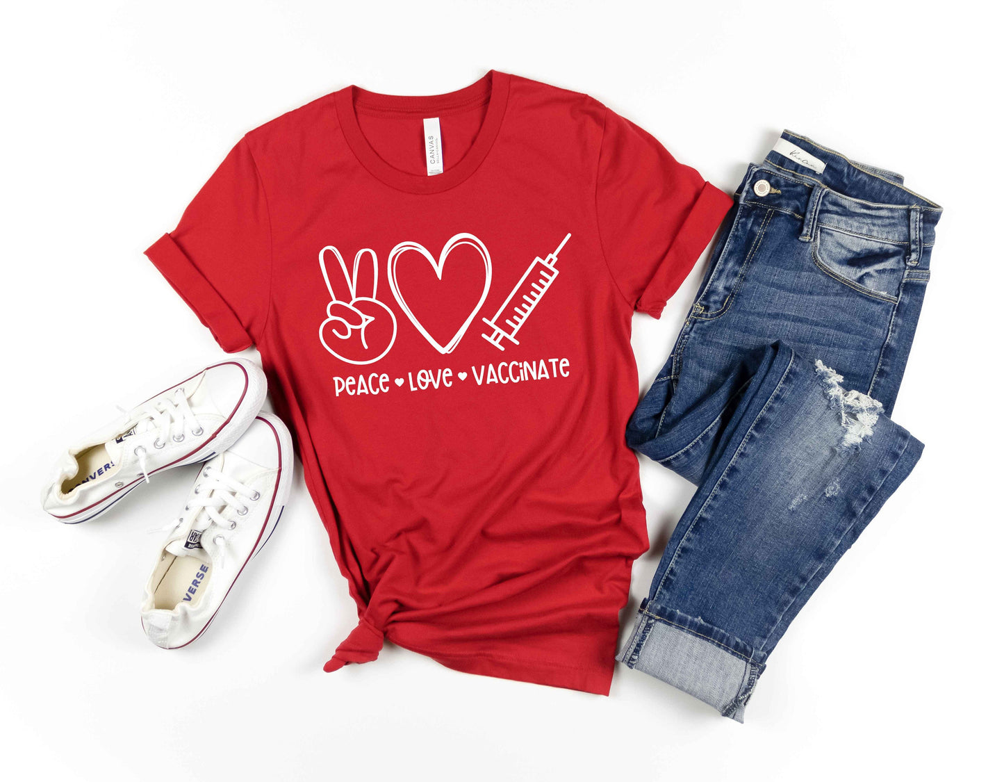 Peace Love Vaccinate unisex t-shirt • super soft tees for women • vaccinated shirt • proudly vaccinated