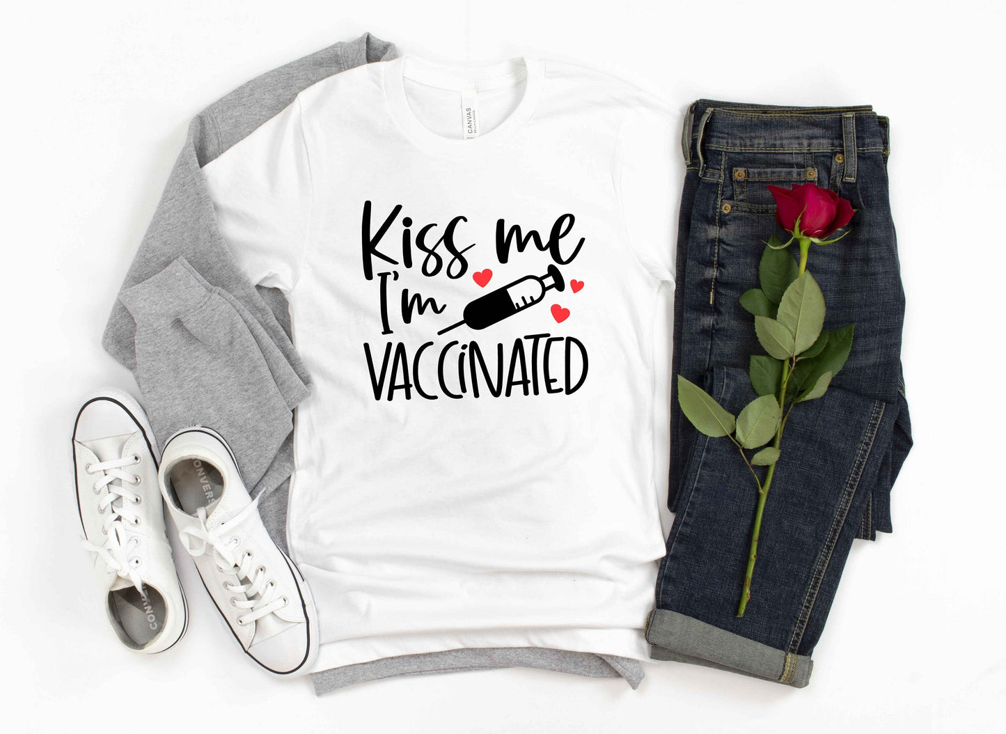 Kiss Me, I'm Vaccinated unisex t-shirt • super soft tees for women • vaccinated shirt • proudly vaccinated