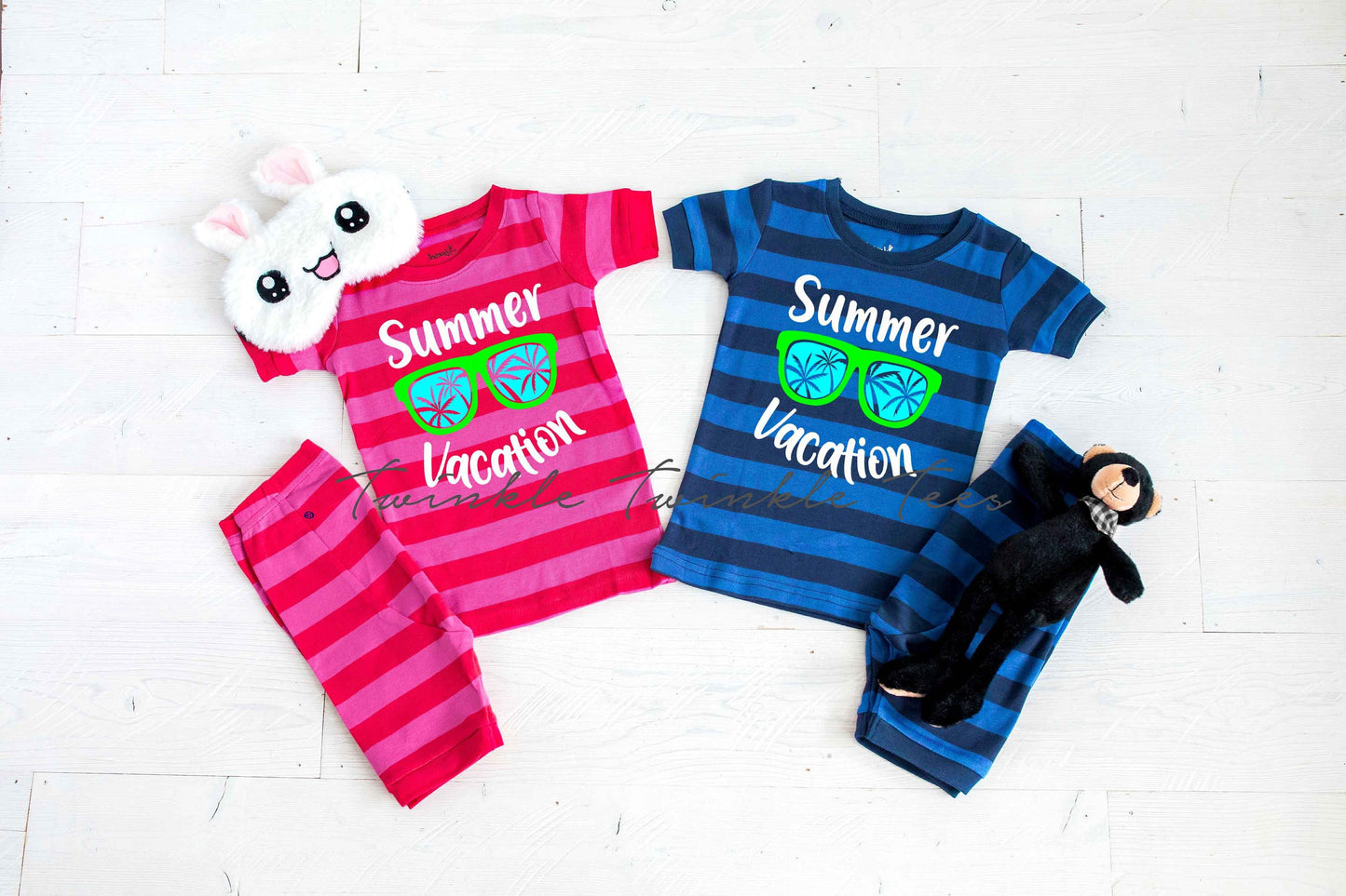 Summer Vacation Pajamas - Striped Shorts Toddler and Youth Pajamas - Kids Pajamas - Vacation Pajamas - Cruise Pajamas