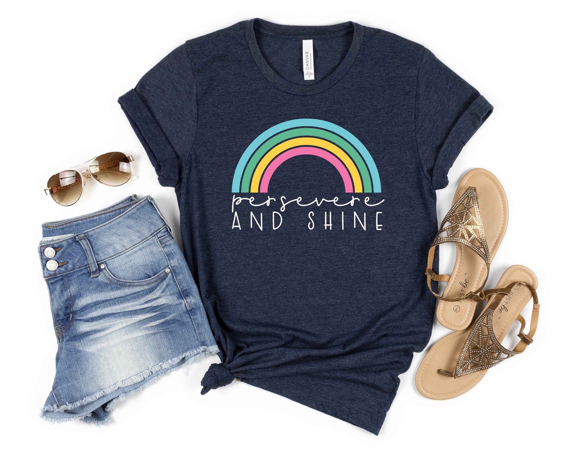Persevere and Shine Rainbow unisex t-shirt • super soft tees for women