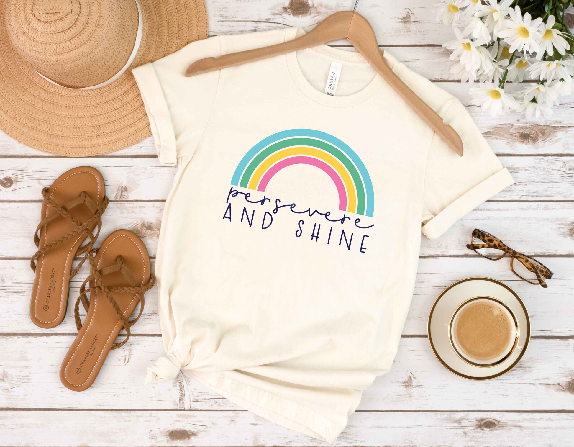 Persevere and Shine Rainbow unisex t-shirt • super soft tees for women
