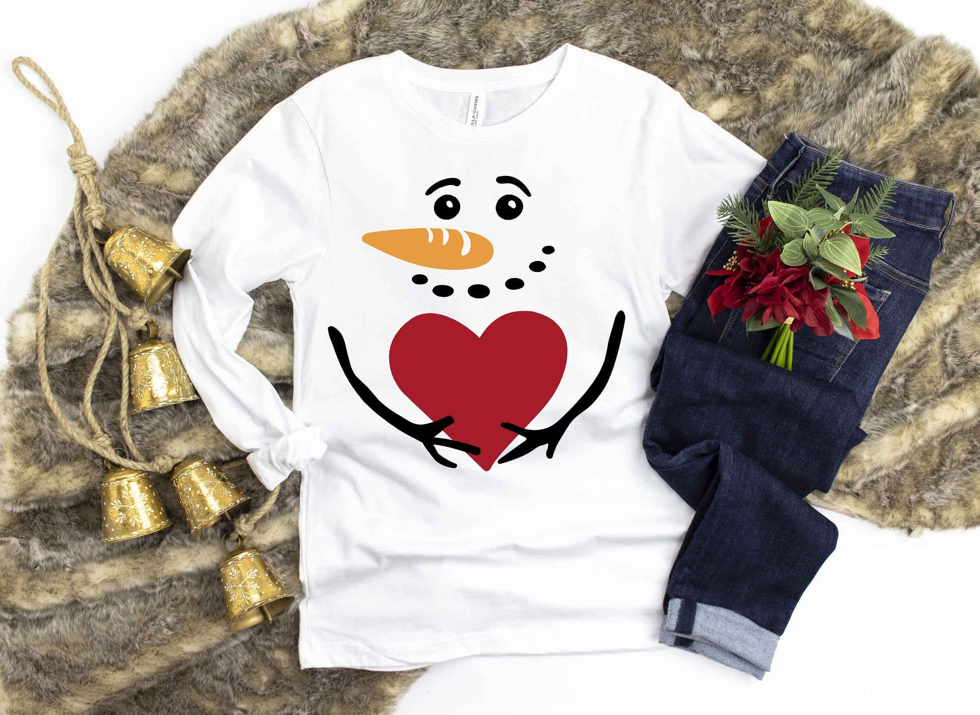 Snowman Hug Christmas unisex long sleeved t-shirt