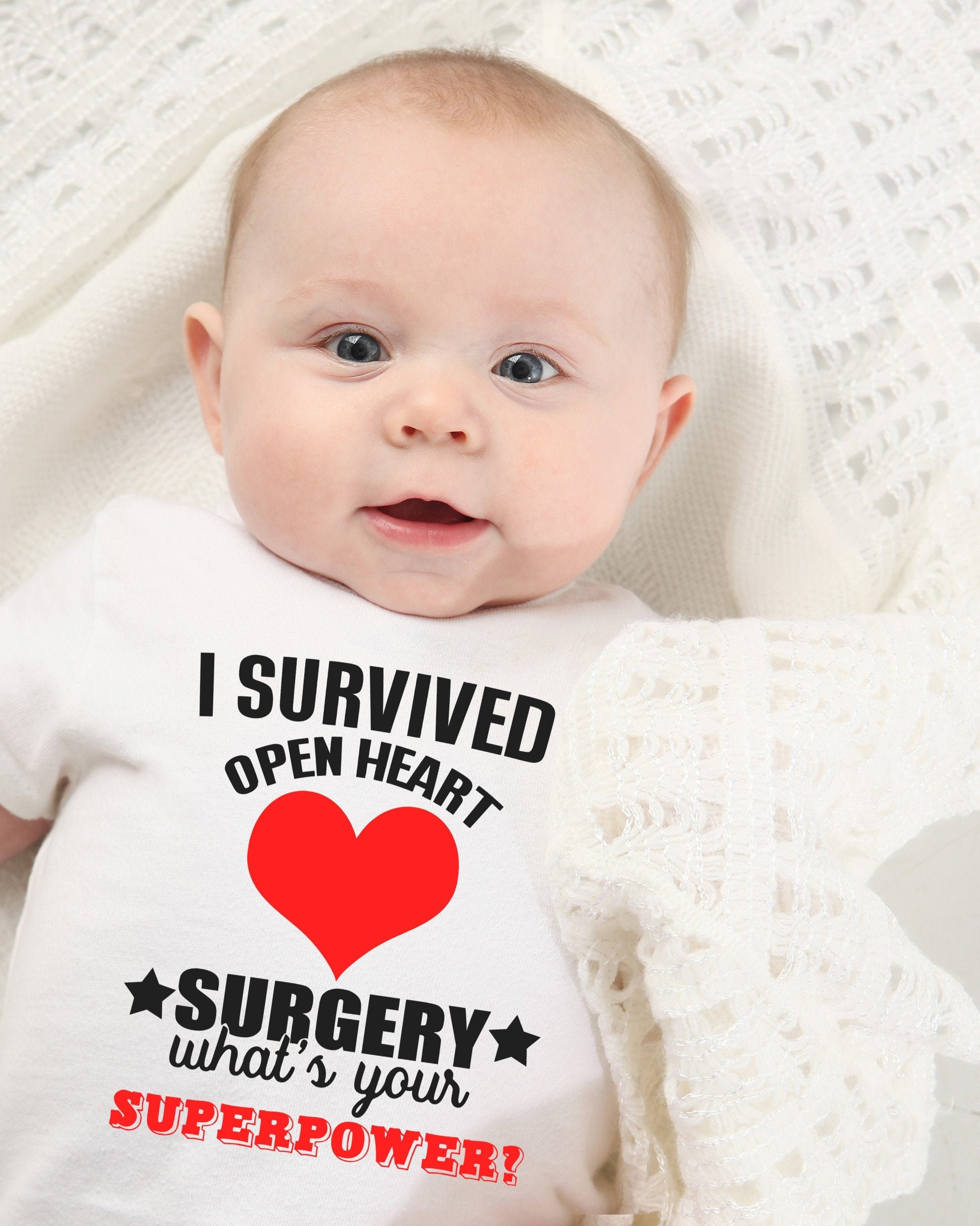 I Survived Open Heart Surgery Infant or Youth Shirt or Bodysuit - CHD Baby Gift - Heart Warrior - Heart Defect Gift - Heart Surgery Gift
