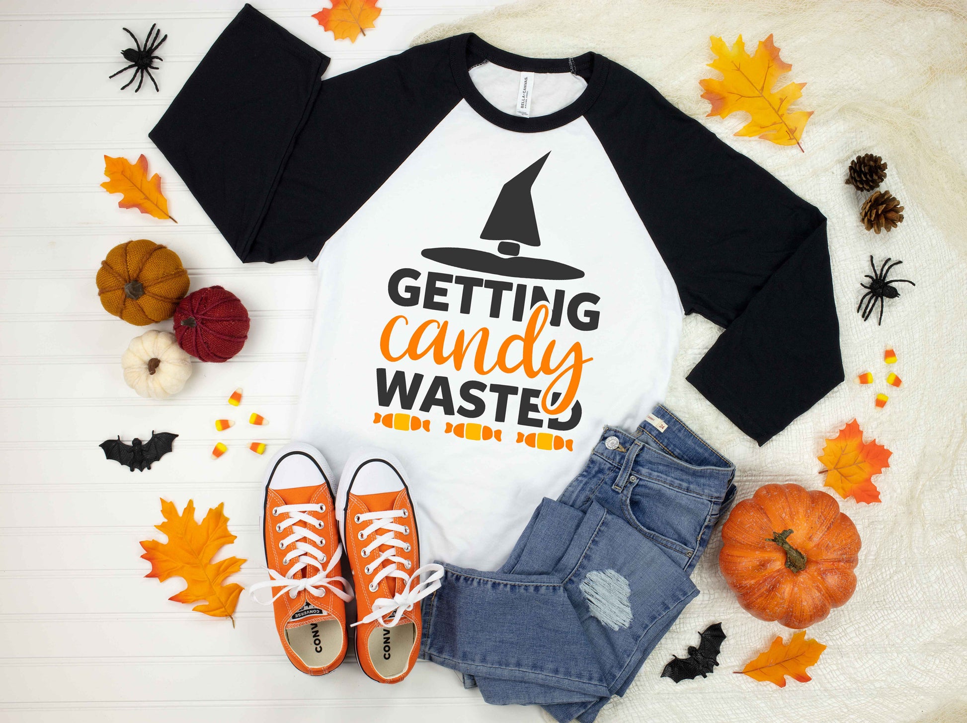 Getting Candy Wasted Raglan t-shirt - Halloween Shirt - fall shirt - women's halloween shirt - witch shirt - halloween party shirt