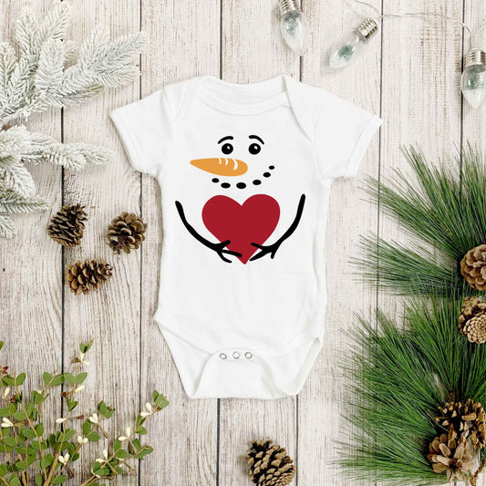 Snowman Hug Shortsleeved or Longsleeved Bodysuit - Snowman Shirt - Snowman Face - Winter Baby Clothes