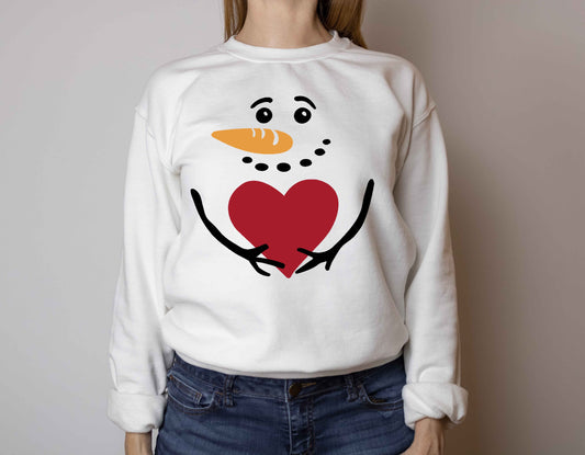 Snowman Hug Unisex Crewneck Fleece Pullover Sweatshirt