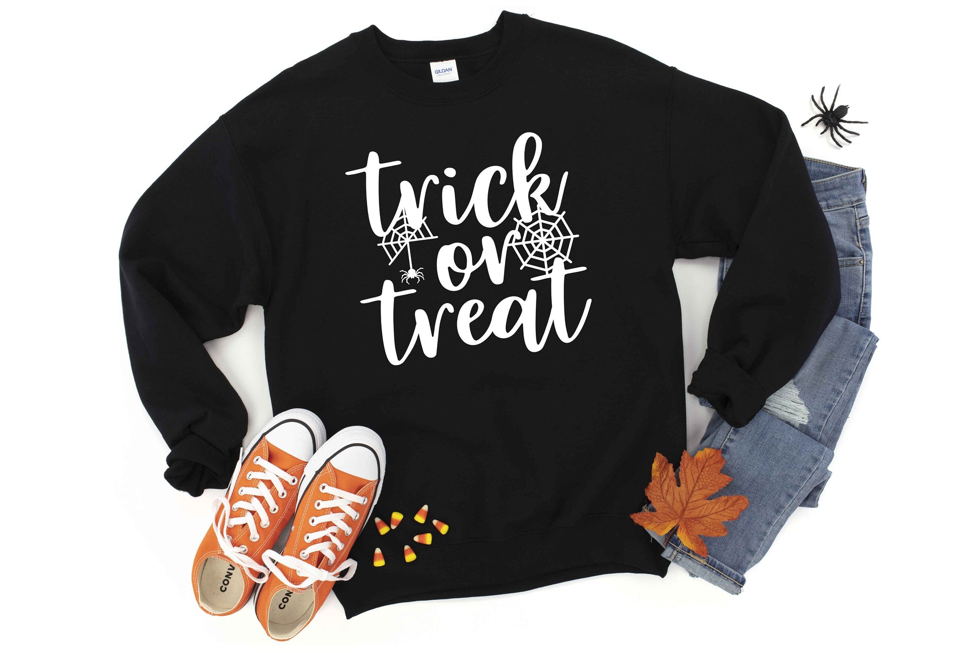 Trick or Treat v4 Halloween Unisex Crewneck Fleece Pullover Sweatshirt