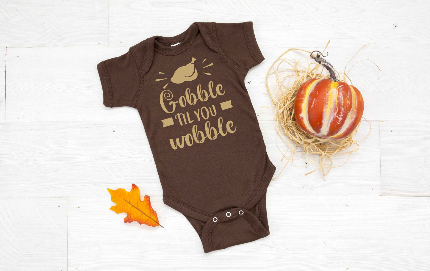 Gobble Til You Wobble v2 Infant Thanksgiving Bodysuit - Thanksgiving Baby Outfit
