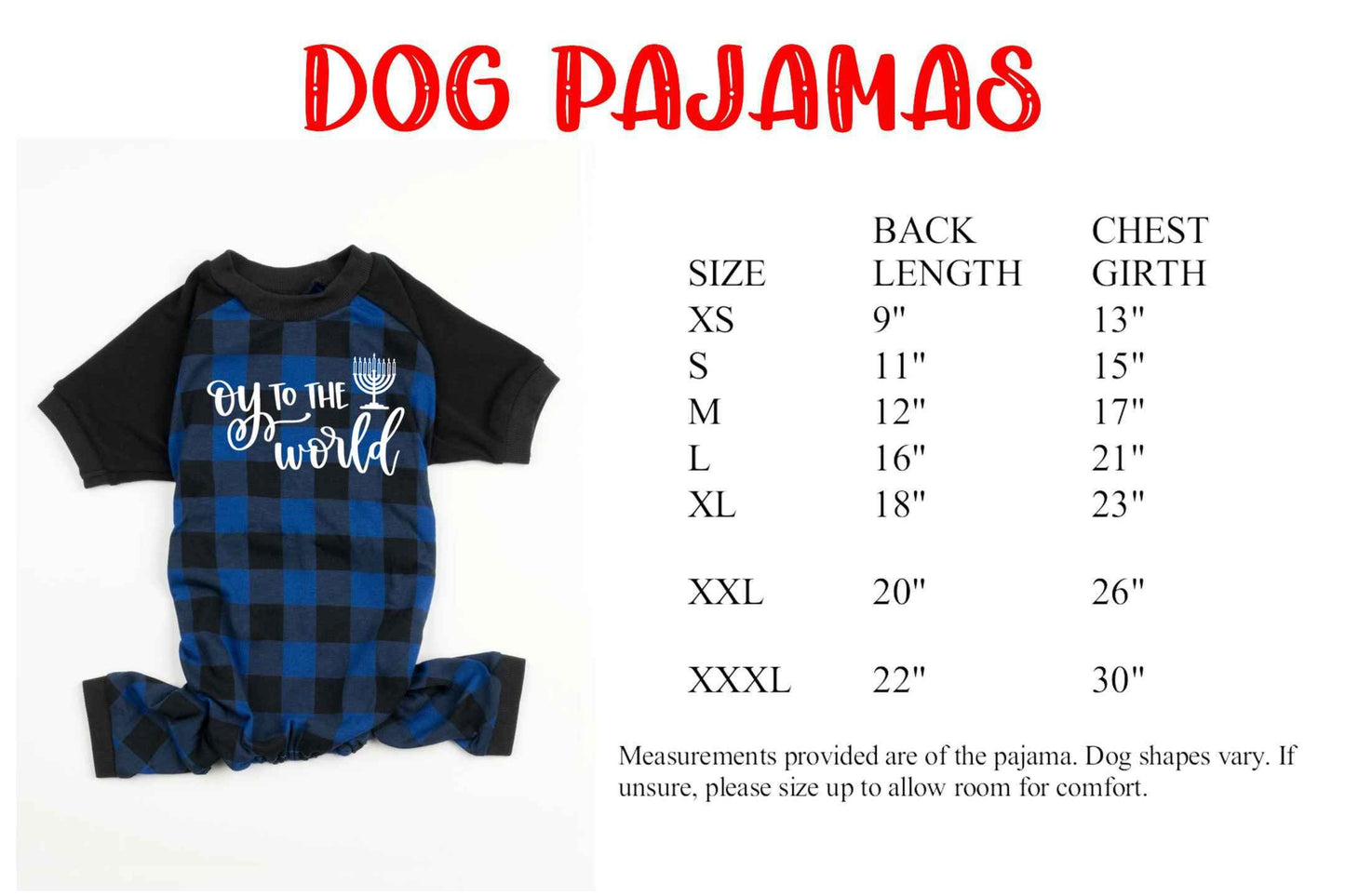 Oy to the World Blue Plaid Family Chanukah Pajamas, hanukkah family pajamas - women's hanukkah jammies - matching family chanukah pjs