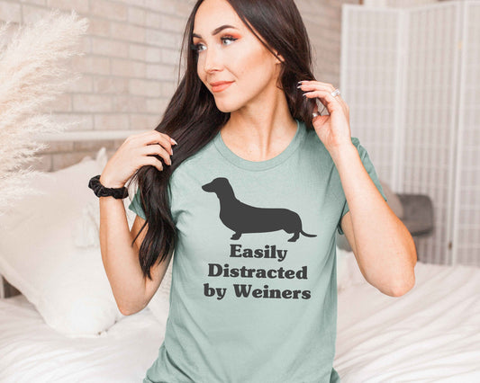 Easily Distracted by Weiners unisex t-shirt • funny dachshund shirt • dachshund t-shirt • doxie shirt