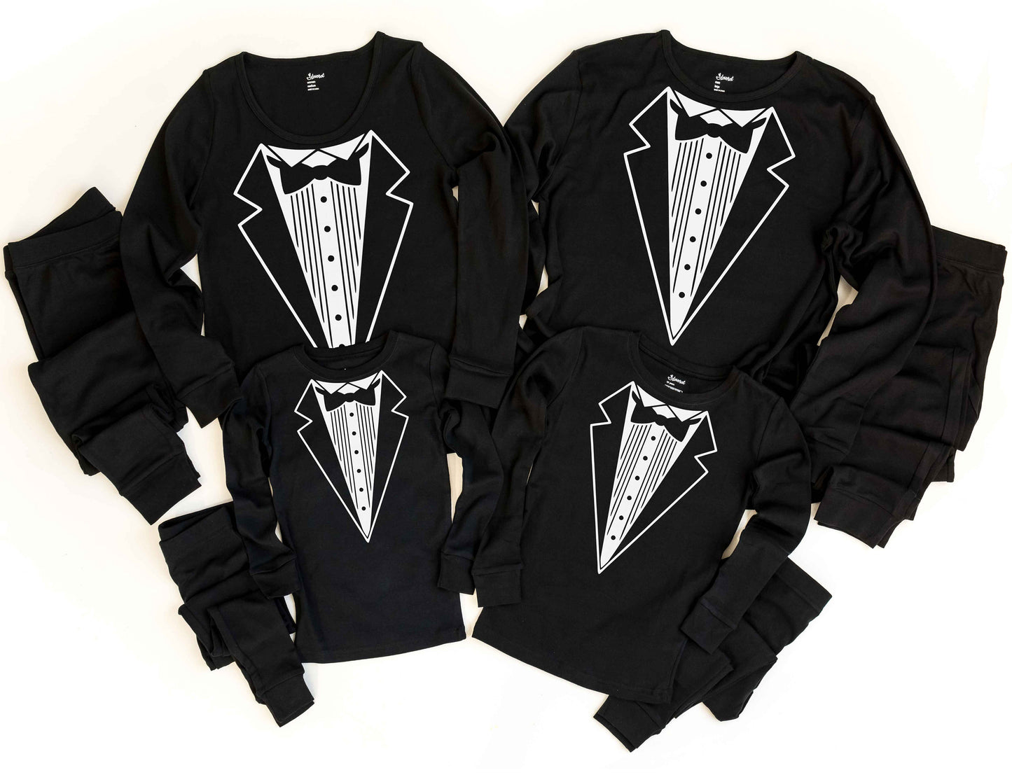 Tuxedo Solid Black Pajamas Solid Black- Groomsman Pajama Sets - Kids and Adult Sizes - Wedding Party Pajamas