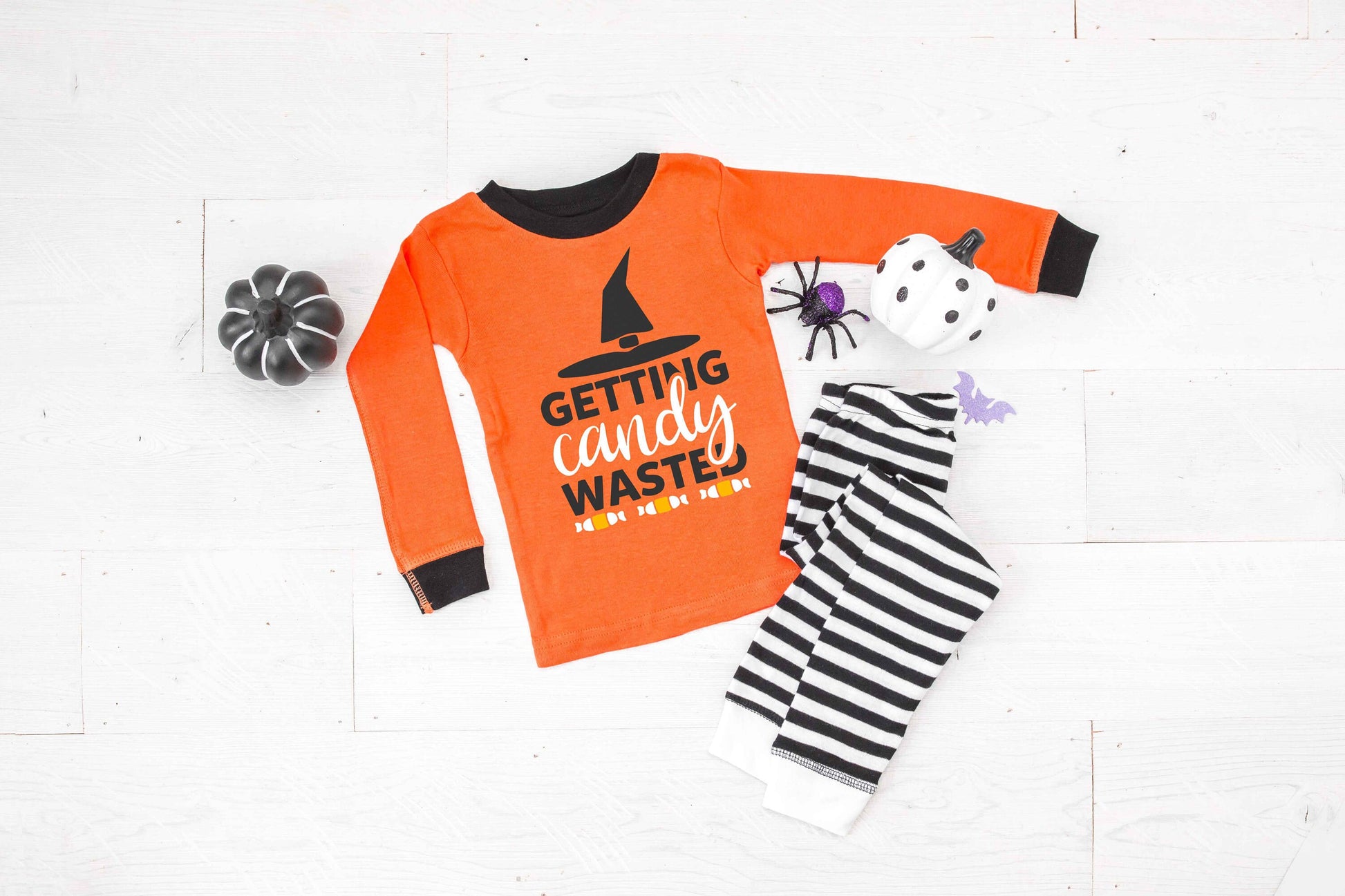 Getting Candy Wasted Infant & Toddler Halloween Pajamas - baby halloween pjs - fall pajamas for babies- pyjamas for babies and kids