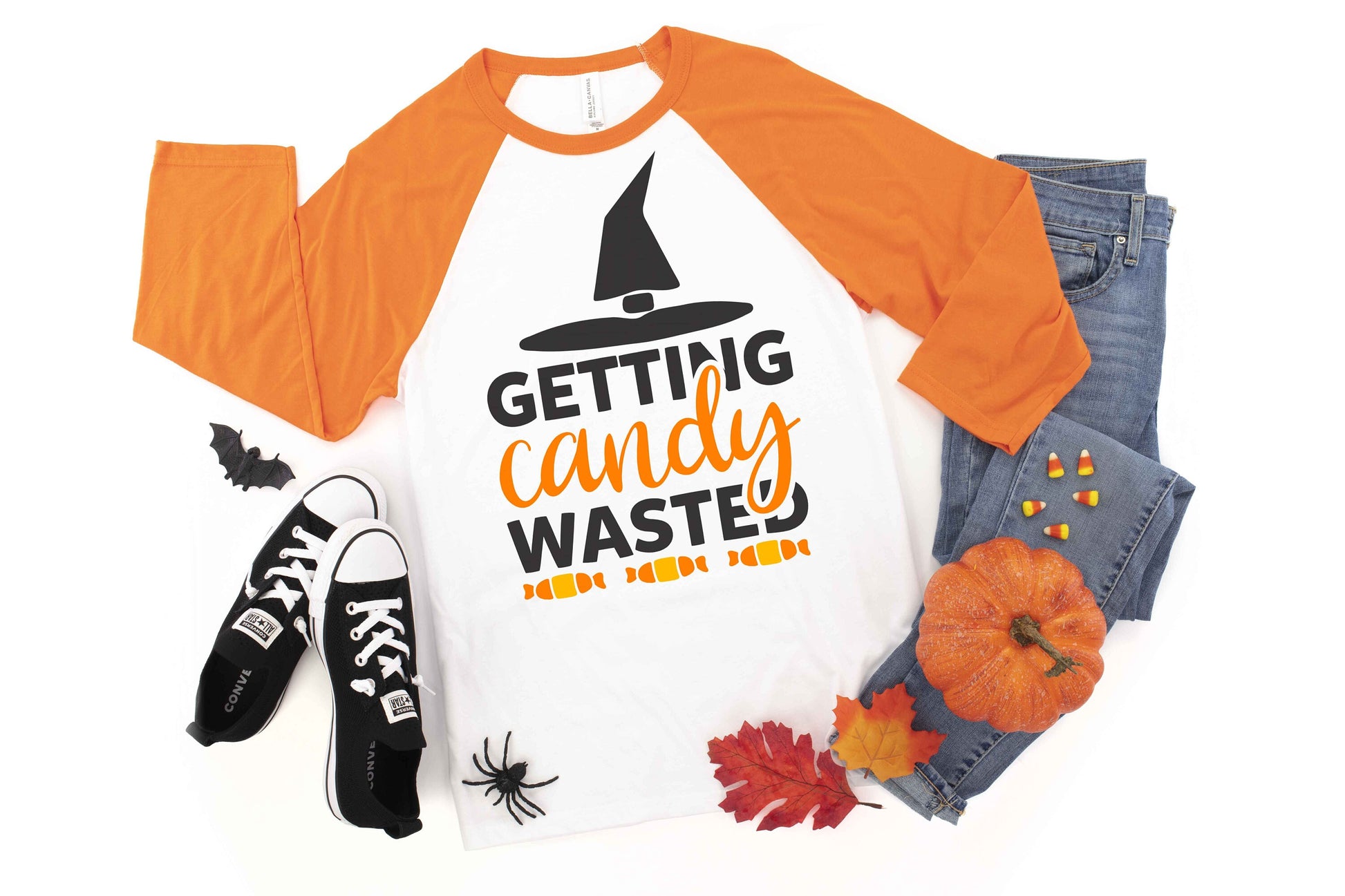 Getting Candy Wasted Raglan t-shirt - Halloween Shirt - fall shirt - women's halloween shirt - witch shirt - halloween party shirt