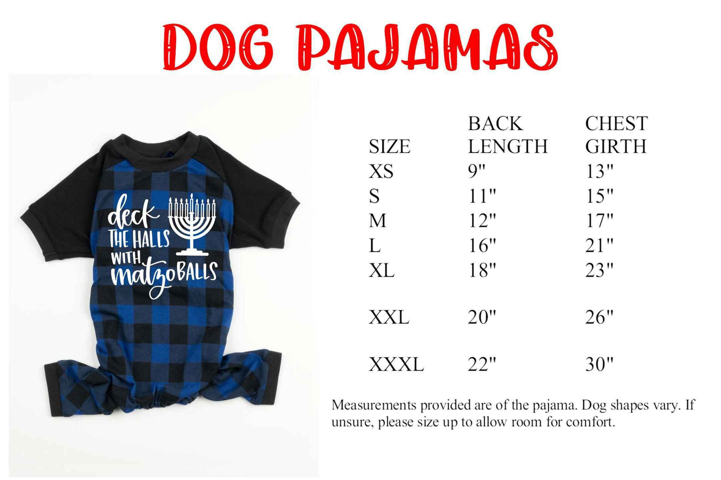 Deck the Halls with Matzo Balls Blue Plaid Family Chanukah Pajamas, hanukkah family pajamas - women's hanukkah jammies