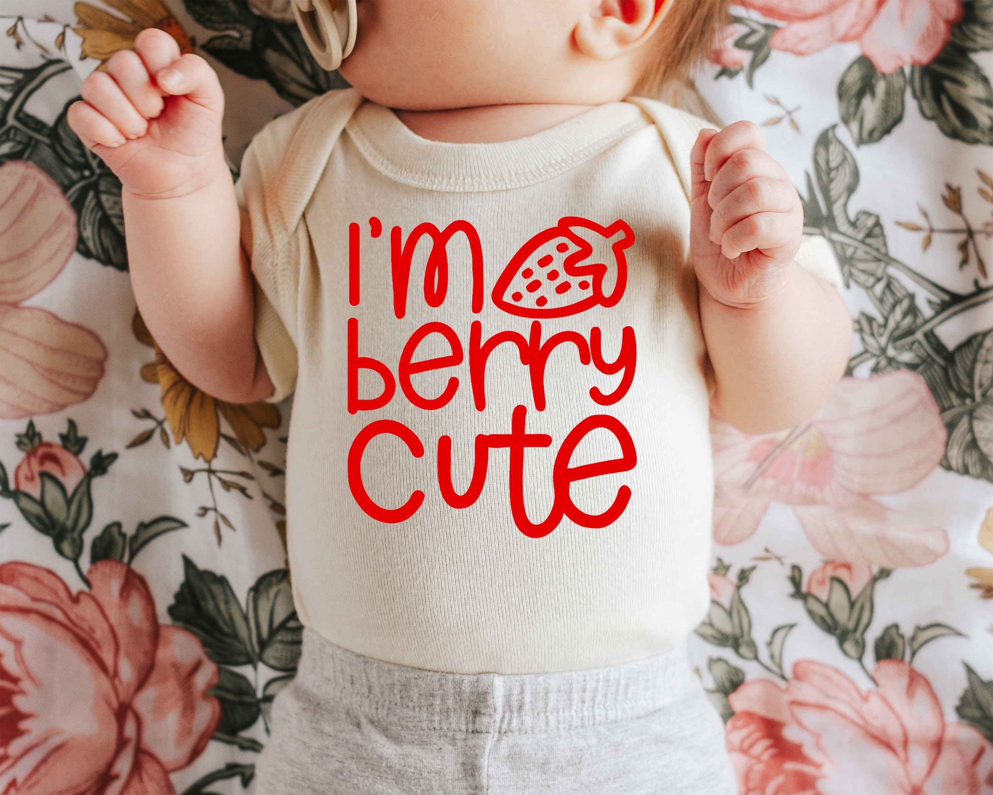 I'm Berry Cute Baby Bodysuit  - Strawberry Shirt, Cute Girls T-Shirt, Summer Shirt for Girls