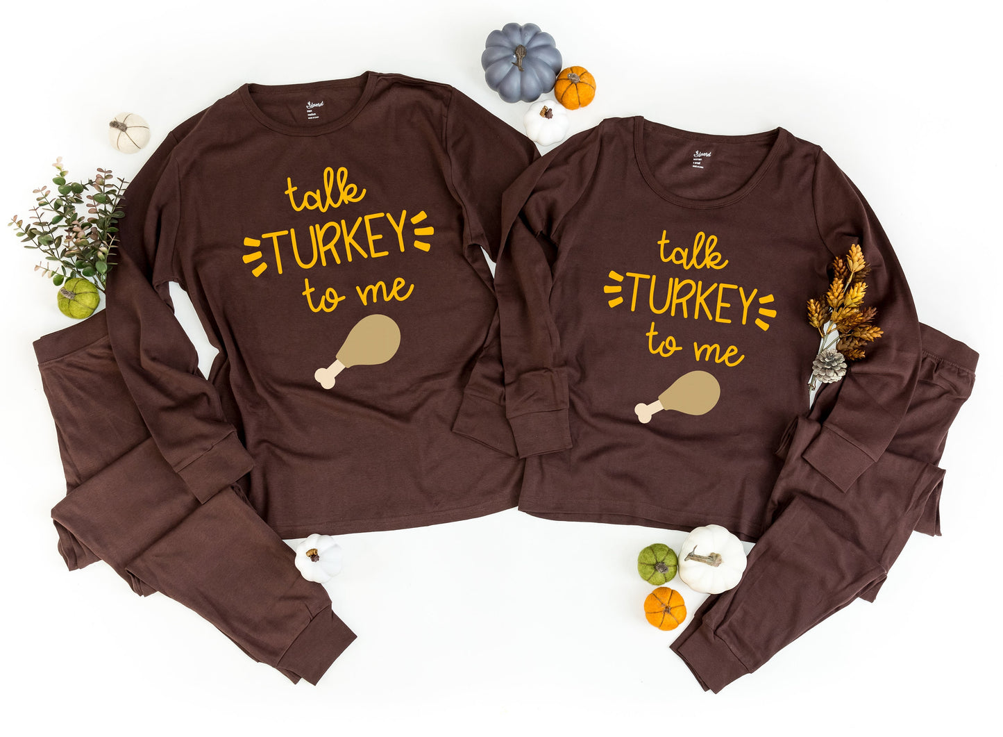 Talk Turkey To Me Thanksgiving Pajamas - thanksgiving family pajamas - matching fall pjs -  fall pajamas for the family - turkey pajamas