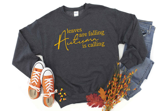 Leaves are Falling Autumn is Calling Unisex Crewneck Fleece Pullover Sweatshirt