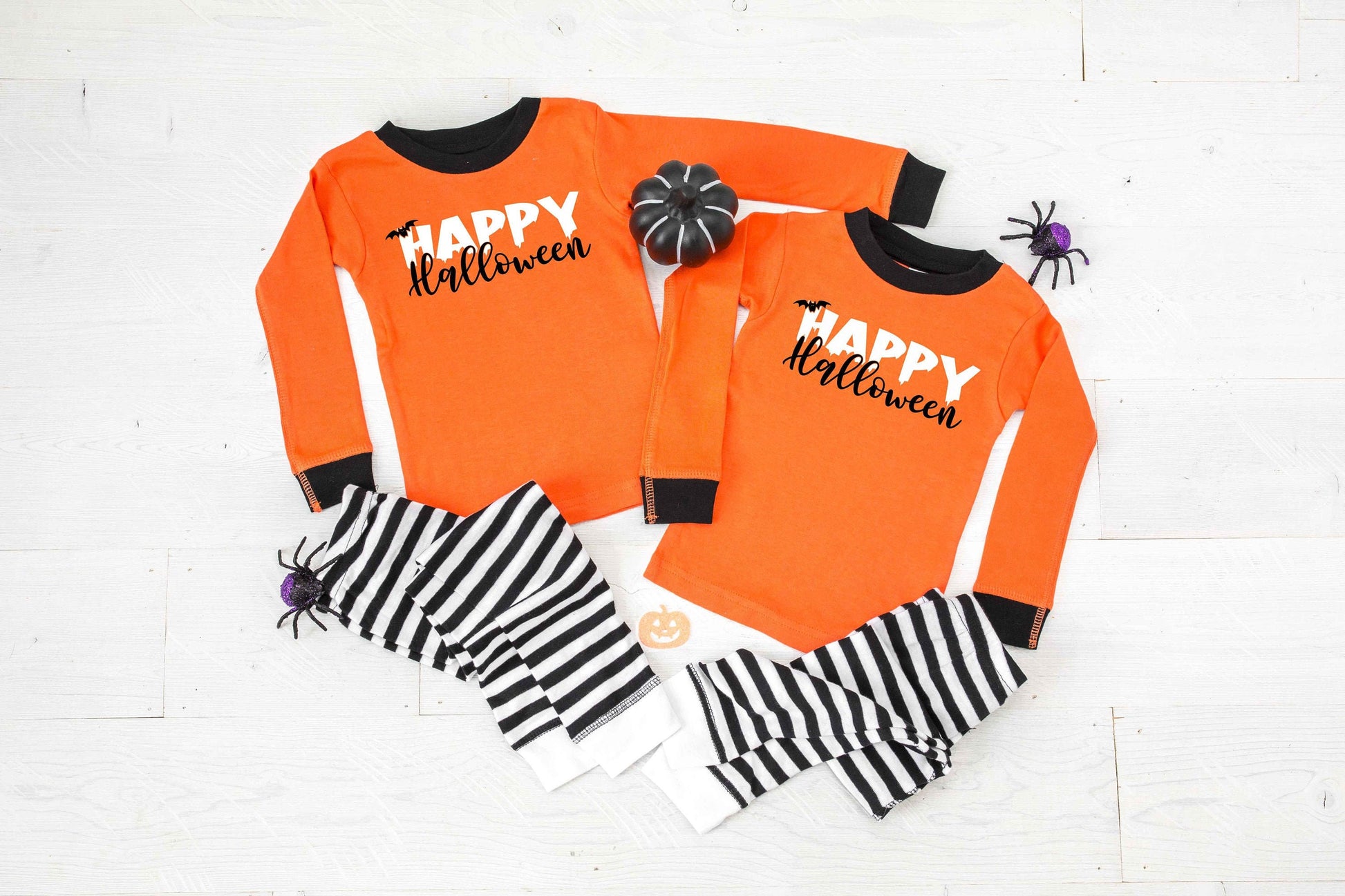 Happy Halloween v2 Infant & Toddler Halloween Pajamas - baby halloween pjs - fall pajamas for babies- pyjamas for babies and kids
