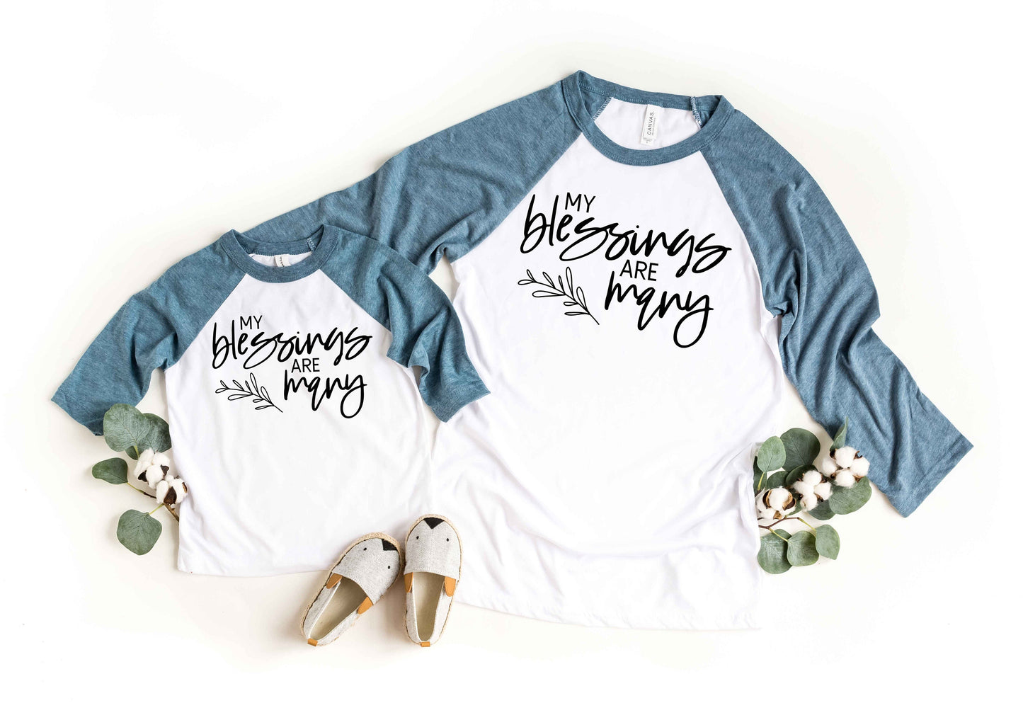 My Blessings are Many Raglan t-shirt - Thanksgiving Shirt - Adult and Kids SIzes