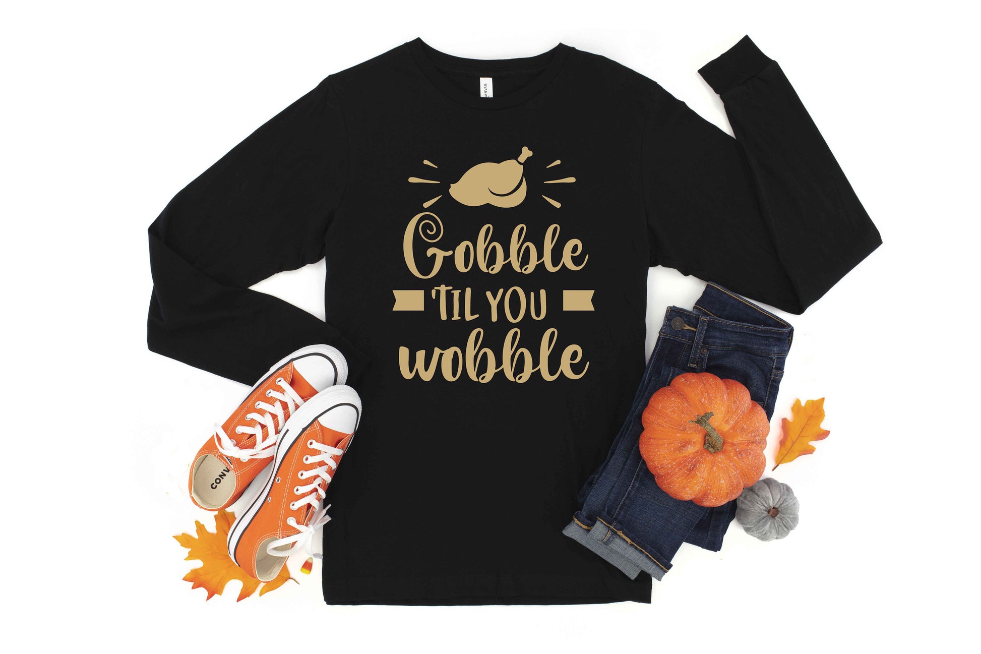Gobble Til You Wobble unisex long sleeve t-shirt, Thanksgiving Shirt, Fall Shirt For Women