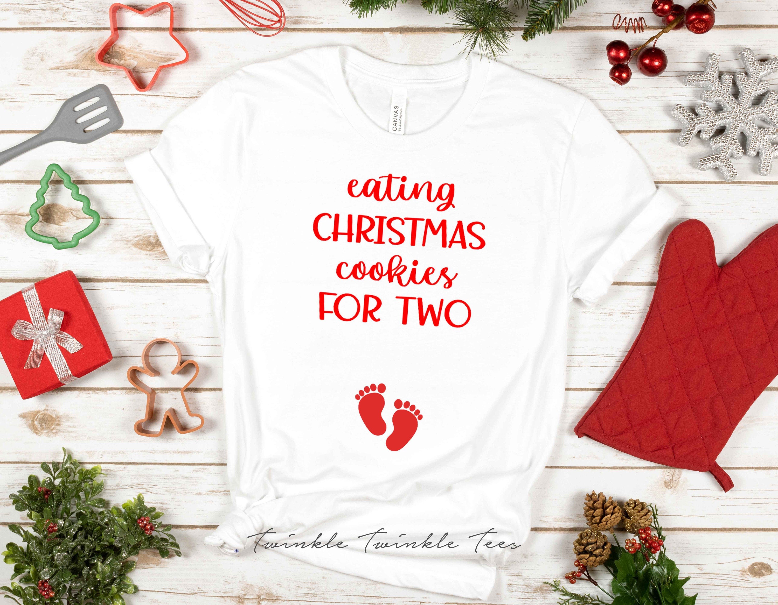 Eating Christmas Cookies for Two Christmas Pregnancy t-shirt - Christmas  pregnancy announcement