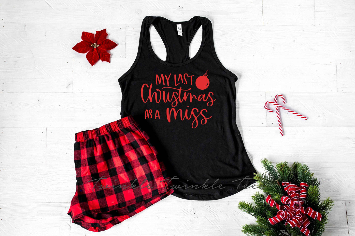 My Last Christmas as a Miss Women's Christmas Pajamas - women's christmas jammies - buffalo plaid flannel pajamas