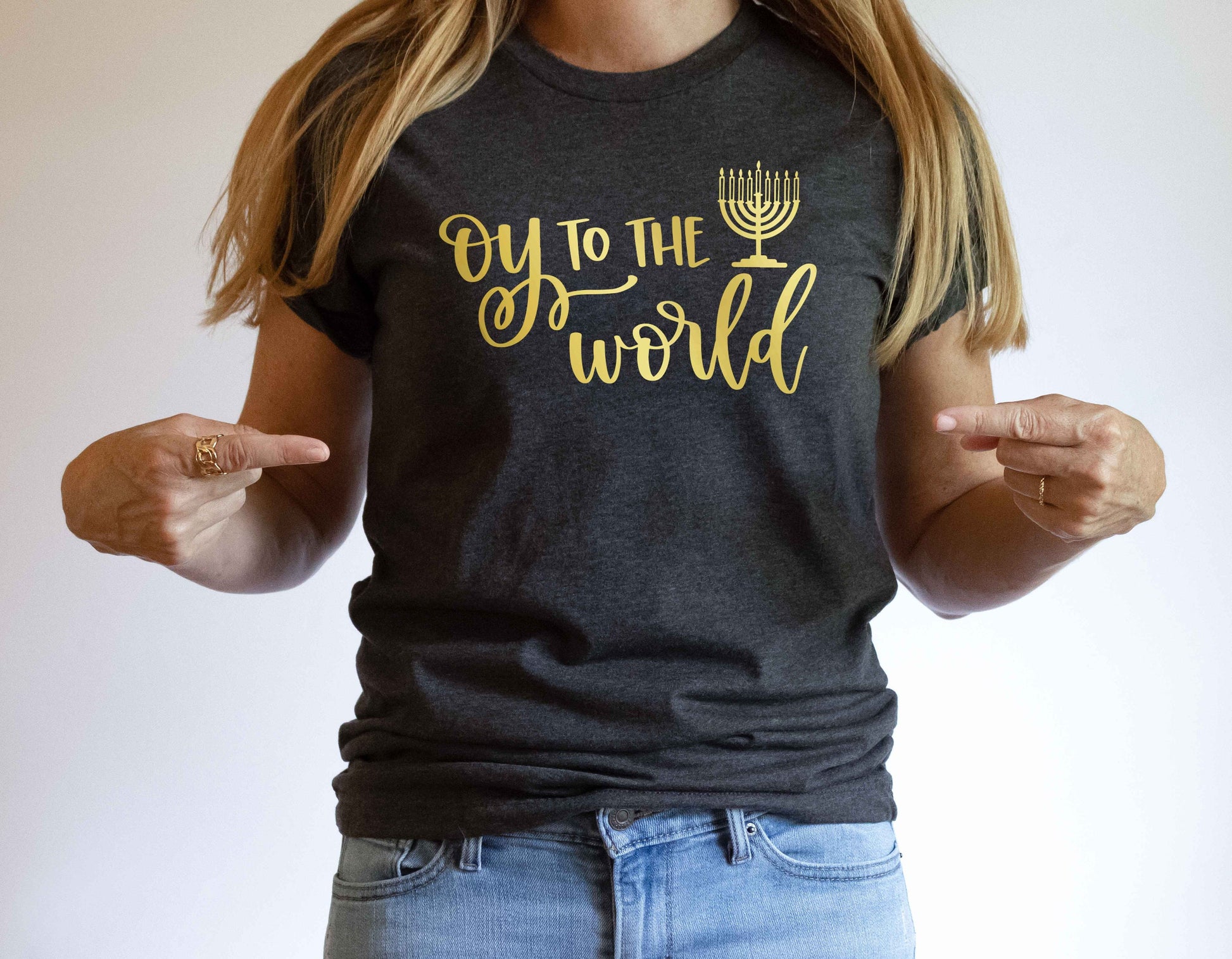 Oy to the World unisex t-shirt - Short Sleeved Hanukkah Shirt