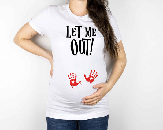 Let Me Out Halloween Pregnancy t-shirt - halloween pregnancy shirt - halloween t-shirt - halloween maternity