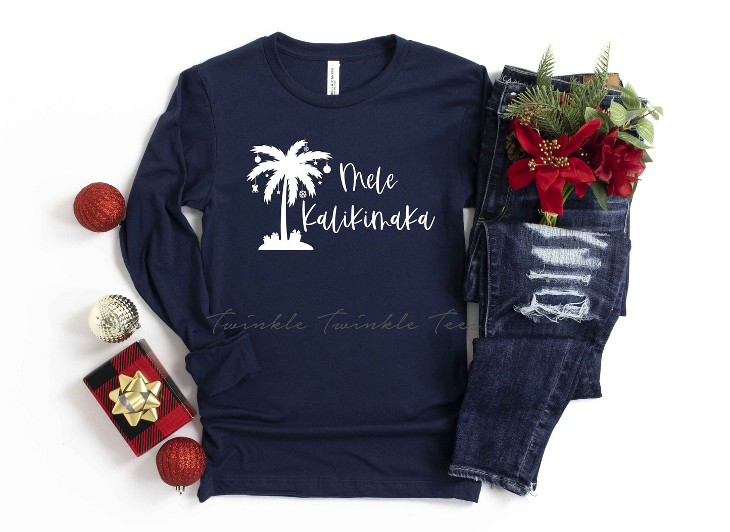 Mele Kalikimaka Christmas unisex long sleeve t-shirt - christmas shirt - winter t-shirt - Hawaiian Christmas