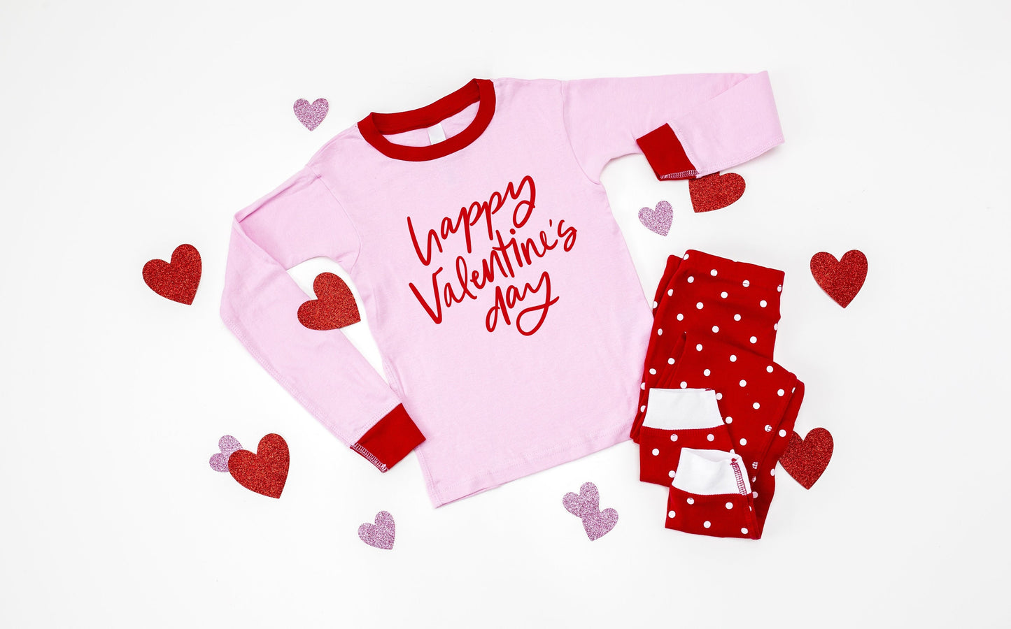 Happy Valentines Day Polka Dot Baby or Toddler Girl's Pajamas, toddler valentines pjs, baby valentines pjs, first valentines day, cute pjs