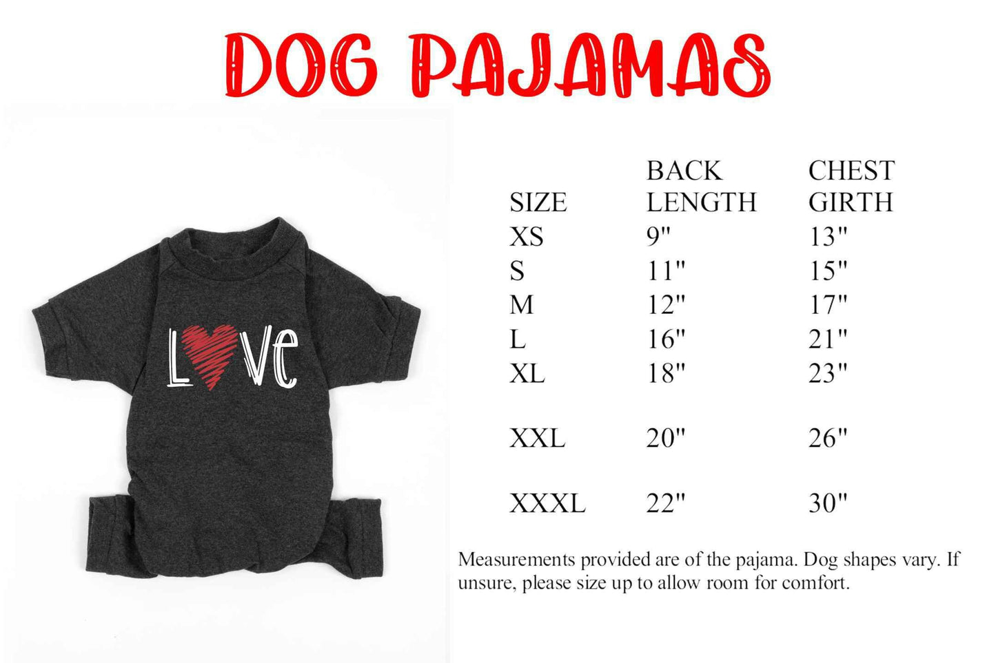Love Sketch Solid Dark Grey Pajamas, mommy and me pjs, valentines pajamas for the family, dog pajamas, valentines day