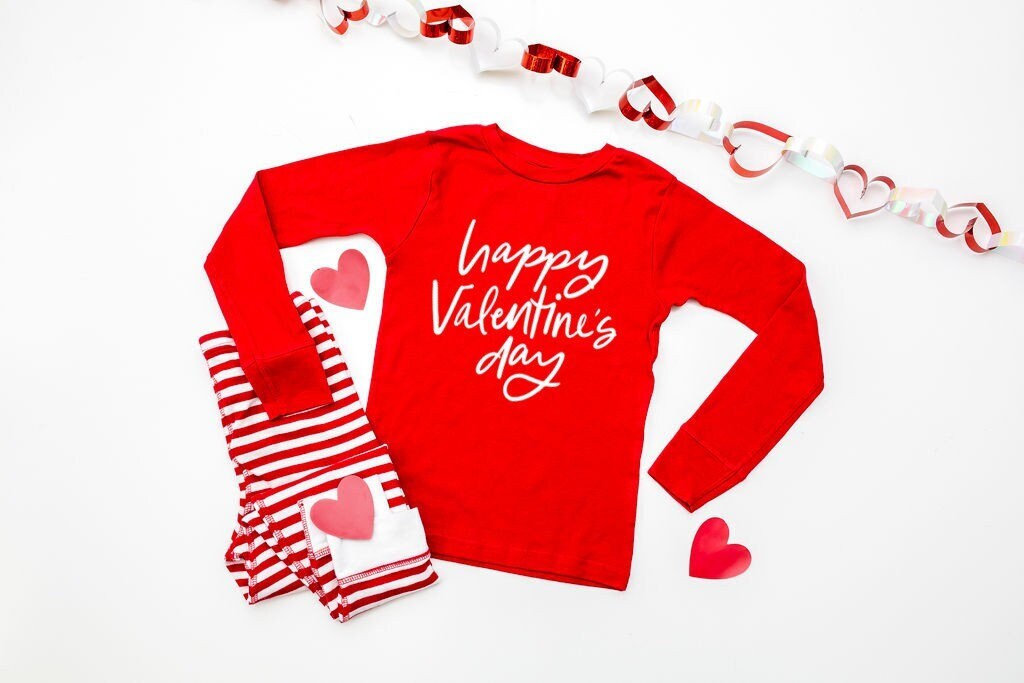 Happy Valentines Day Striped Pajamas - toddler valentines pjs - baby valentines pjs - first valentines day - cute pjs