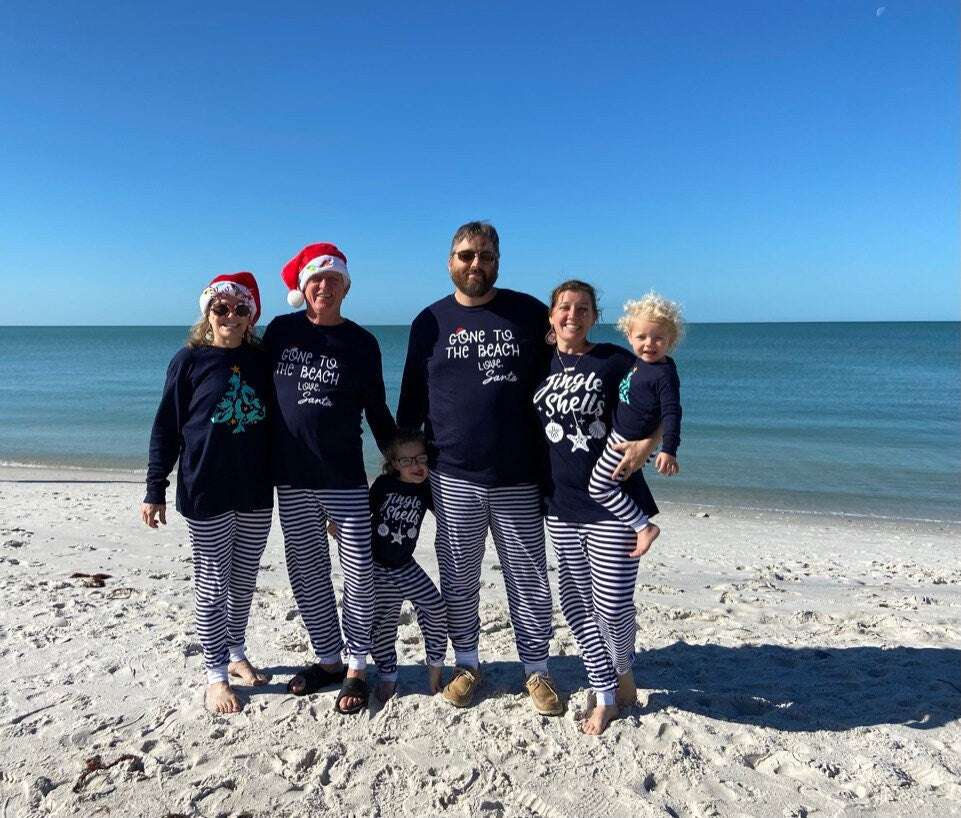 Christmas Pajamas Navy Mermaid Christmas Tree Family Matching Pajamas - kids christmas pjs - matching holiday pjs - mommy and me pajamas