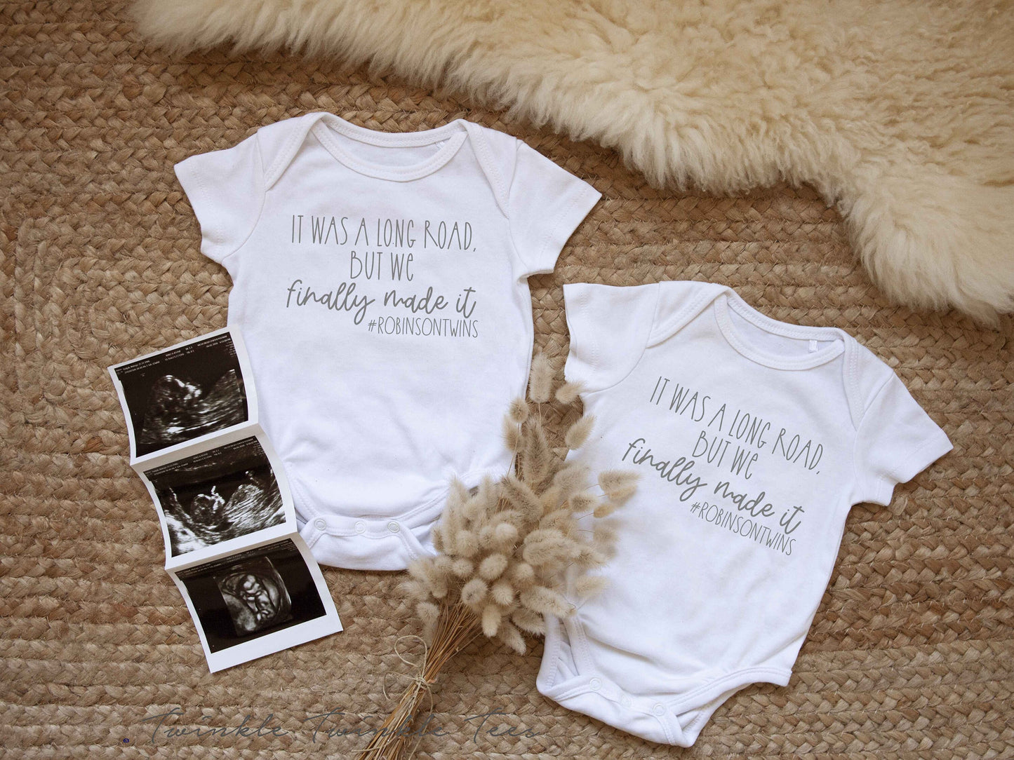 It was a Long Road but we finally made it twins Infant Bodysuit - Newborn Coming Home Outfit - Baby Coming Home - baby announcement