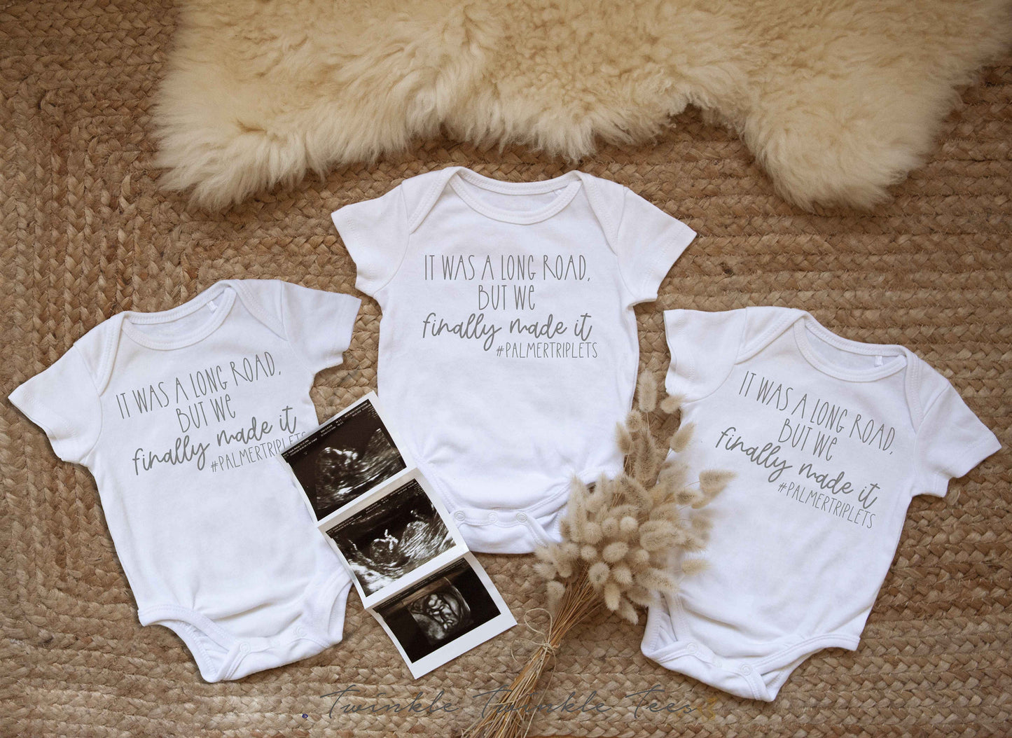 It was a Long Road but we finally made it triplets Infant Bodysuit - Newborn Coming Home Outfit - Baby Coming Home - baby announcement