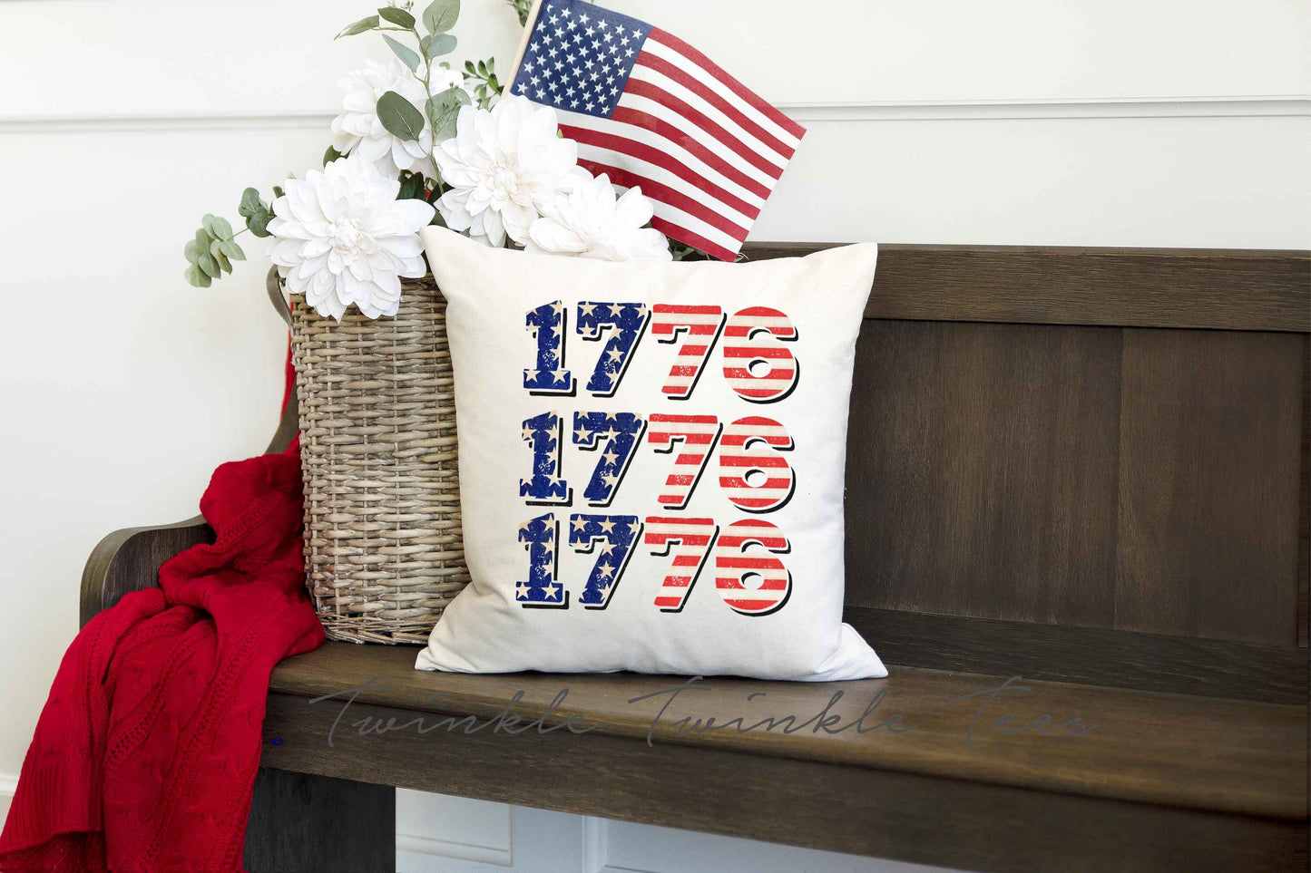 1776 Beige 16 x 16 Throw Pillow, 4th of July Home Decor, Independence Day Home Decor