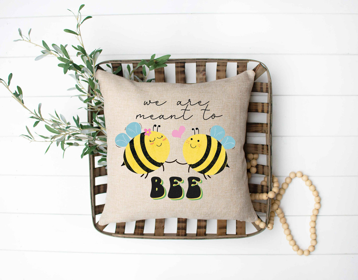 We are Meant to Bee 6 x 16 Throw Pillow, Spring Home Decor, Anniversary Gift