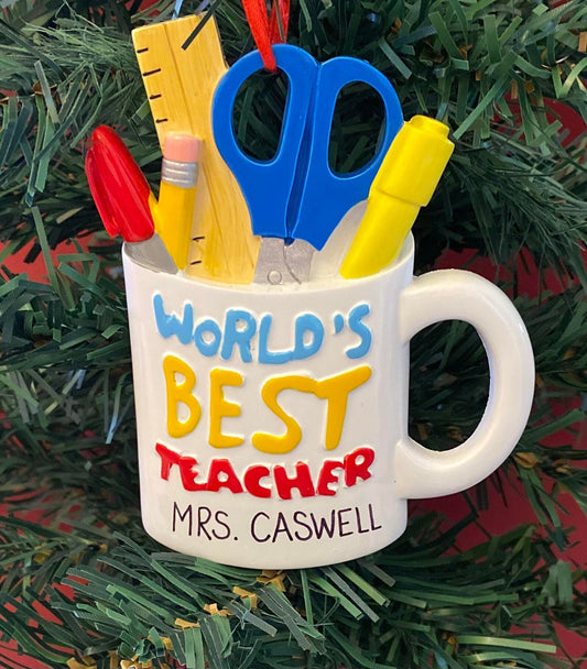 Personalized Teacher World's Best Teacher Christmas Ornament