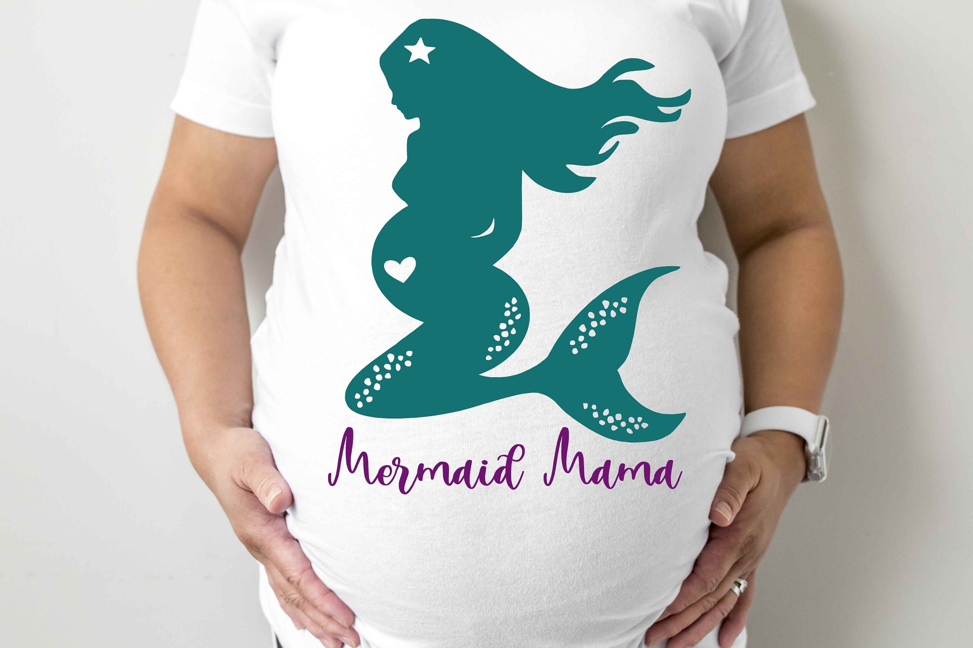 Mermaid Mama Maternity T-Shirt - maternity cut shirt with ruched sides - pregnancy announcement - maternity shirt - mermaid shirt
